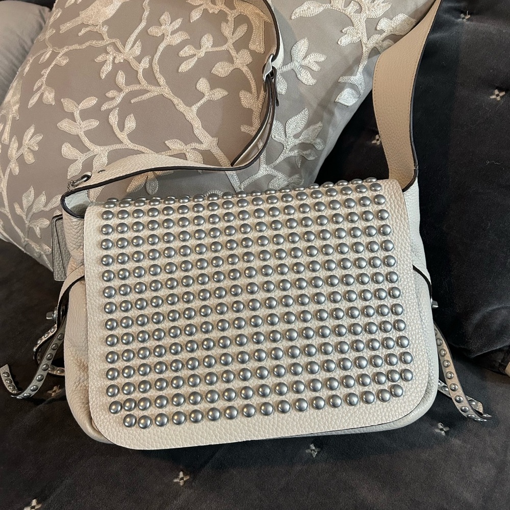 Coach White Leather Rivets Dakotah Crossbody Bag